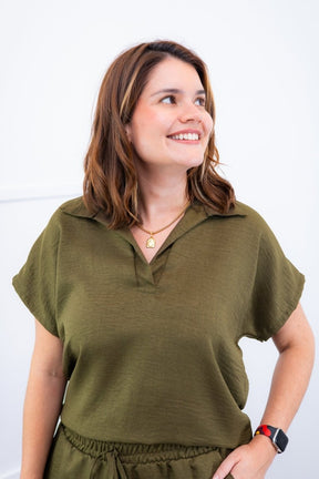 Conjunto Salvador - Bermuda e Blusa em Linho Light