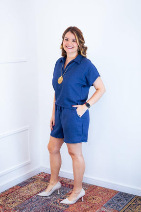 Conjunto Salvador - Bermuda e Blusa em Linho Light