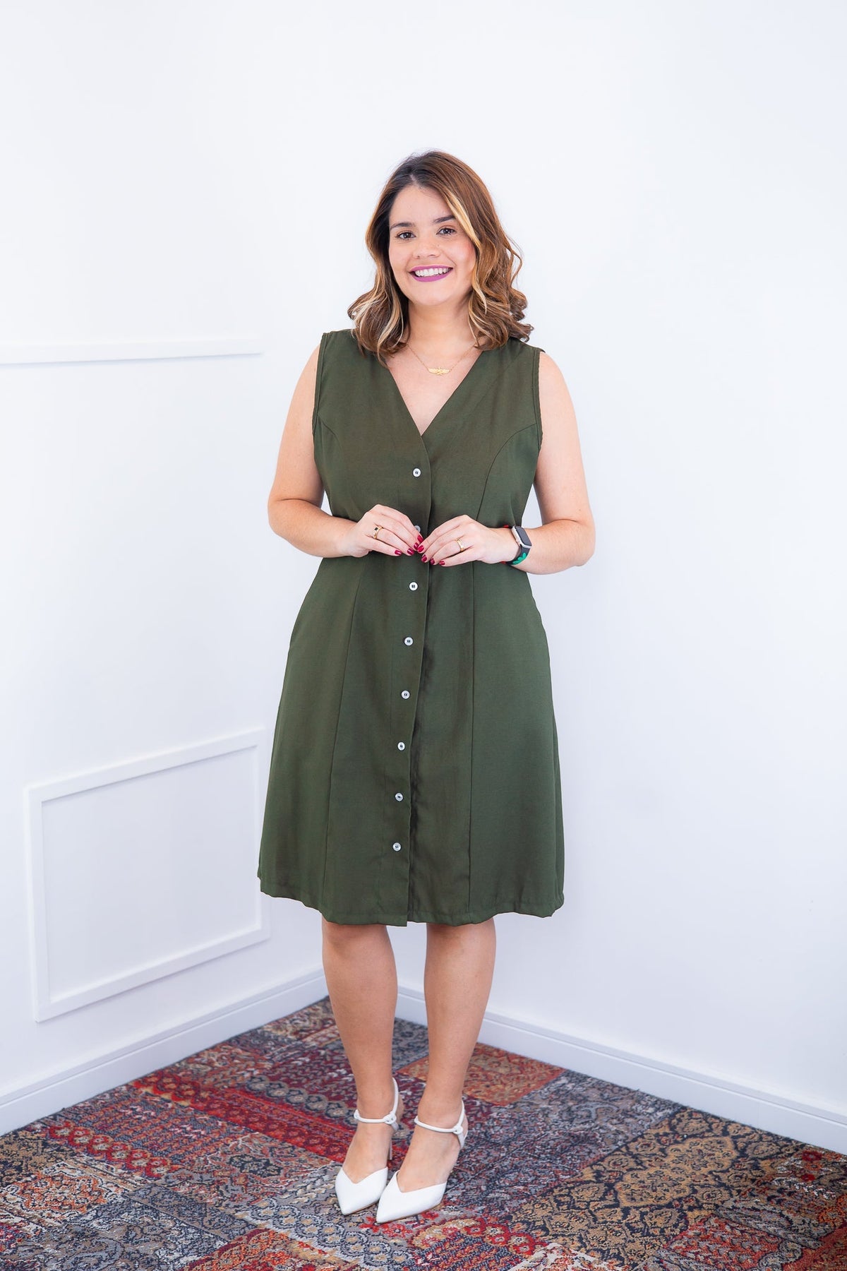 Vestido Vanessa – Midi Regata Ajustável em Viscose Marrant