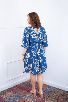 Vestido Sabrina - Decote V Manga Morcego em Viscolinho