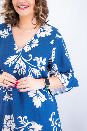 Vestido Sabrina - Decote V Manga Morcego em Viscolinho