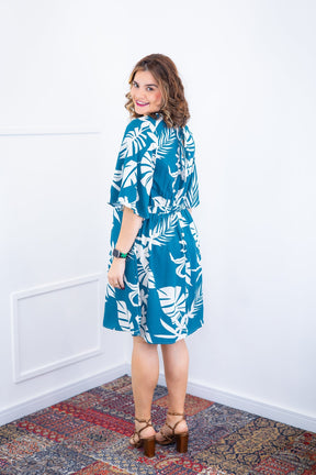 Vestido Sabrina - Decote V Manga Morcego em Viscolinho