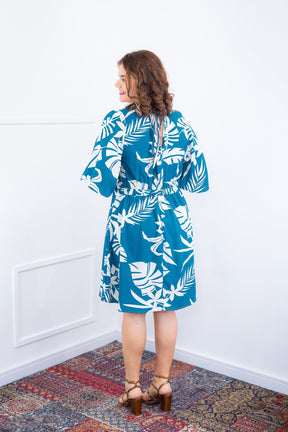 Vestido Sabrina - Decote V Manga Morcego em Viscolinho