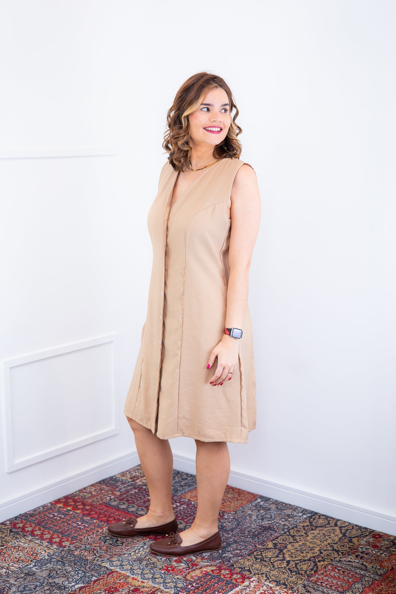 Vestido Vanessa – Midi Regata Ajustável em Viscose Marrant