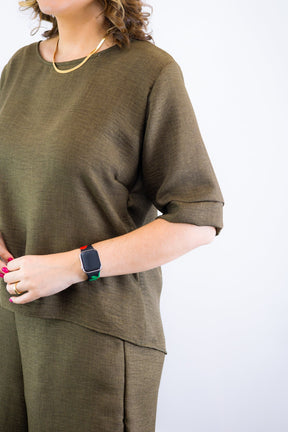 Conjunto Dulce –  Blusa Oversized e Bermuda com Bolsos em Linho Light