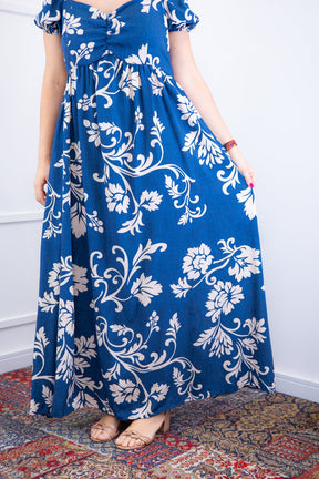 Vestido Longo Cecília – Manga Ciganinha em Viscolinho com Bolsos Laterais