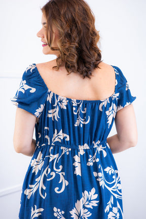 Vestido Longo Cecília – Manga Ciganinha em Viscolinho com Bolsos Laterais