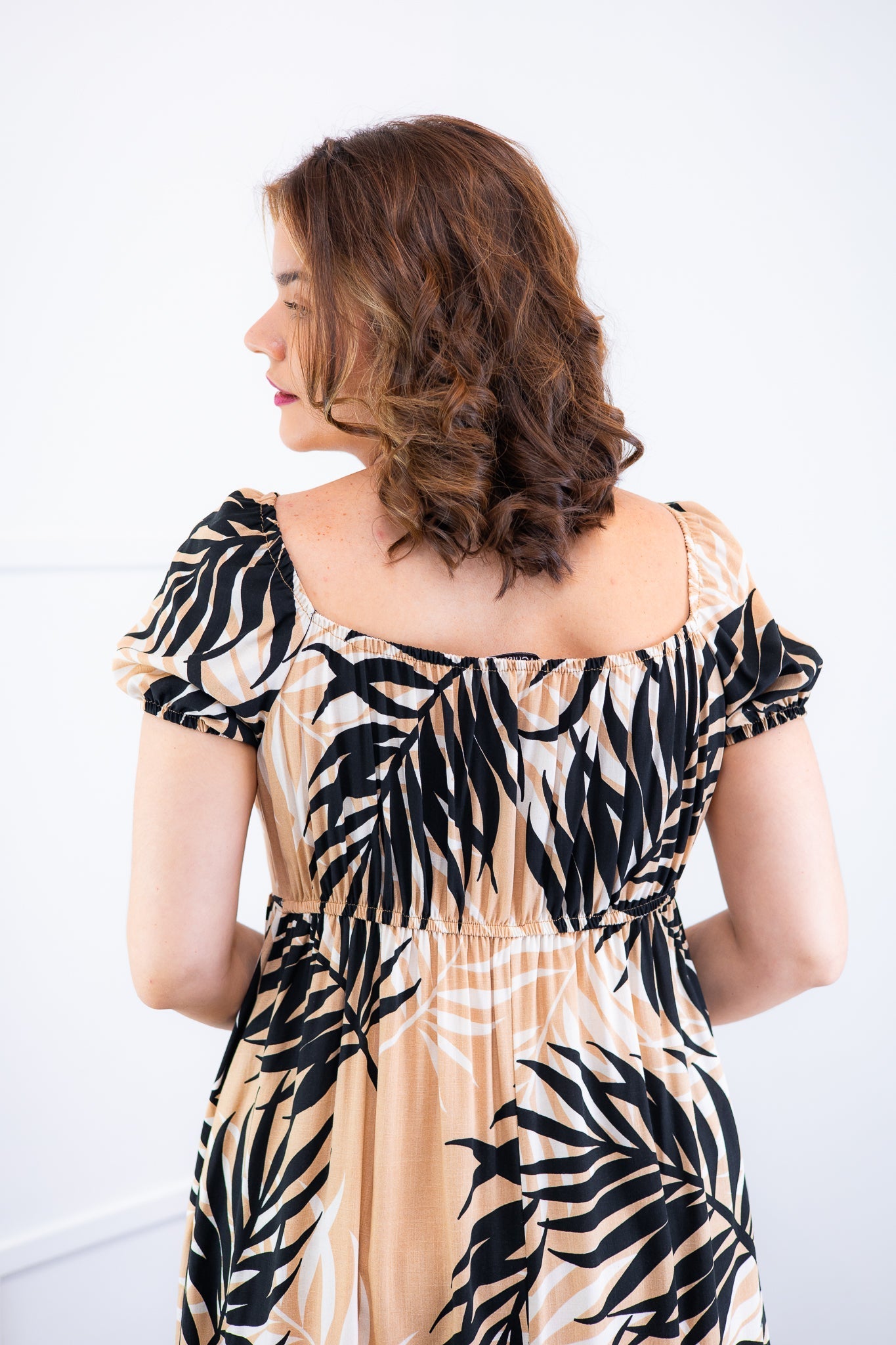 Vestido Longo Cecília – Manga Ciganinha em Viscolinho com Bolsos Laterais