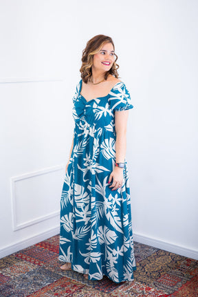 Vestido Longo Cecília – Manga Ciganinha em Viscolinho com Bolsos Laterais