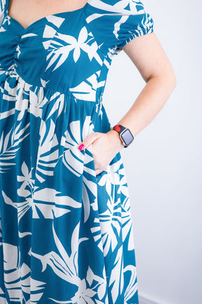 Vestido Longo Cecília – Manga Ciganinha em Viscolinho com Bolsos Laterais