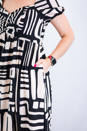 Vestido Longo Cecília – Manga Ciganinha em Viscolinho com Bolsos Laterais