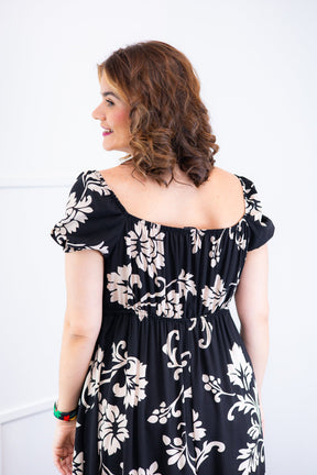 Vestido Longo Cecília – Manga Ciganinha em Viscolinho com Bolsos Laterais