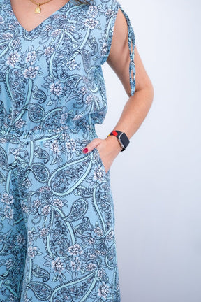 Macacão Caribe - Pantalona em Crepe com Decote V