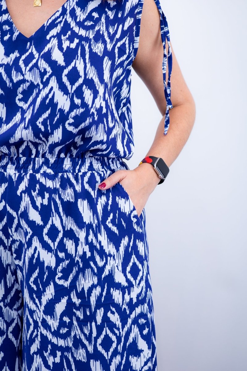 Macacão Caribe - Pantalona em Crepe com Decote V