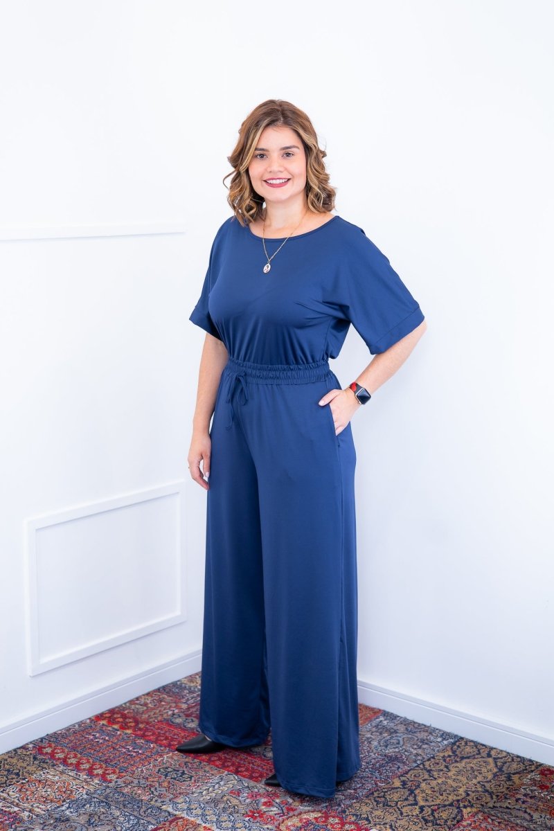 Macacão Isadora - Manga Japonesa com Calça Pantalona