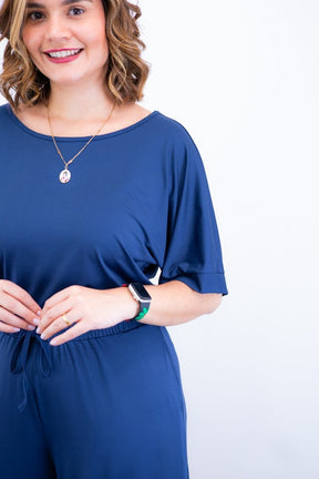 Macacão Isadora - Manga Japonesa com Calça Pantalona