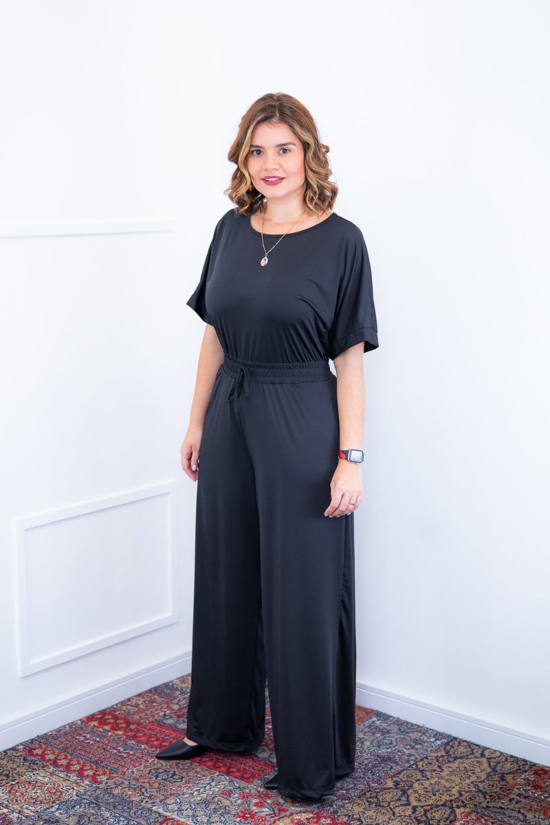 Macacão Isadora - Manga Japonesa com Calça Pantalona