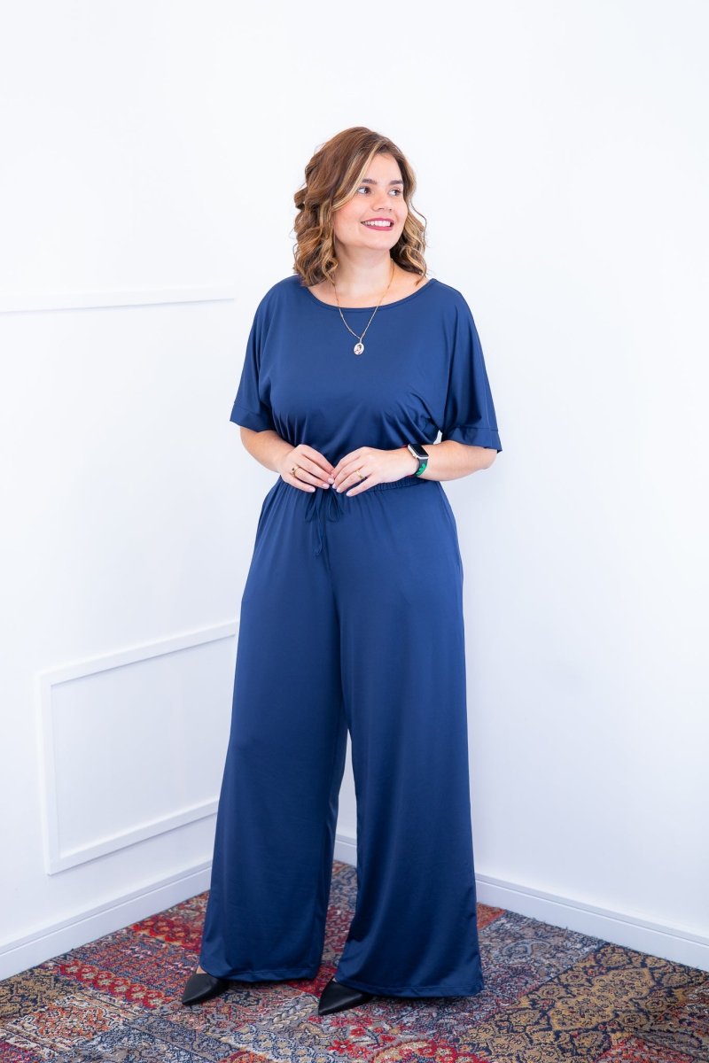 Macacão Isadora - Manga Japonesa com Calça Pantalona