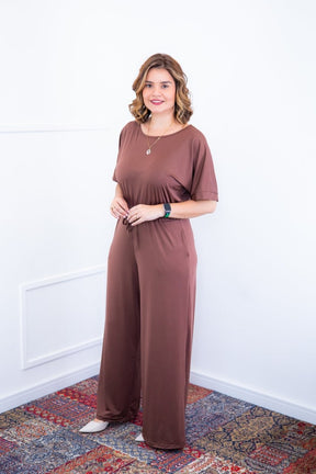 Macacão Isadora - Manga Japonesa com Calça Pantalona