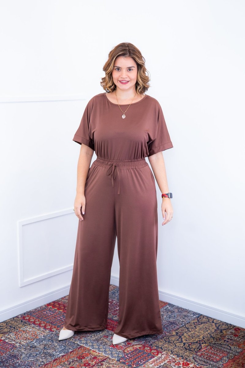 Macacão Isadora - Manga Japonesa com Calça Pantalona