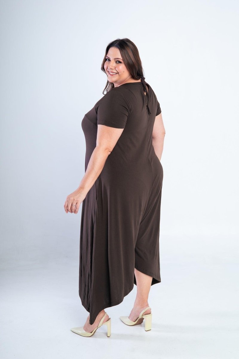 Macacão Origem - Gola Redonda com Barra Triangular em Viscolycra