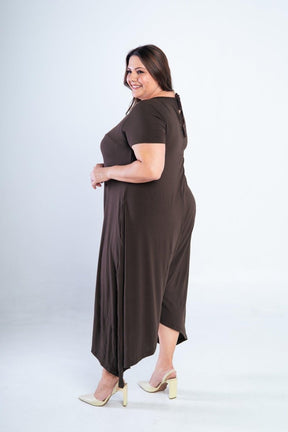 Macacão Origem - Gola Redonda com Barra Triangular em Viscolycra