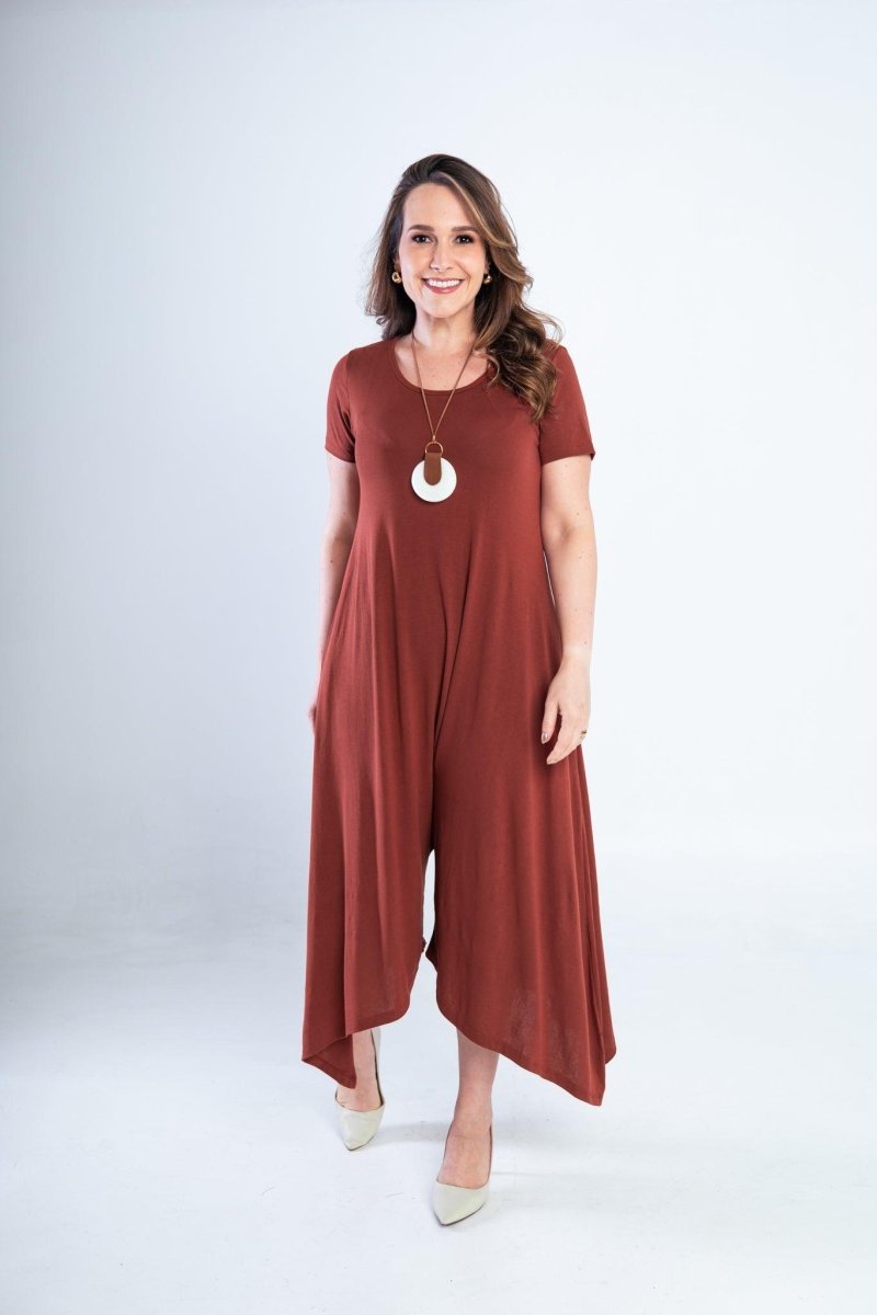 Macacão Origem - Gola Redonda com Barra Triangular em Viscolycra