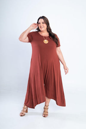 Macacão Origem - Gola Redonda com Barra Triangular em Viscolycra