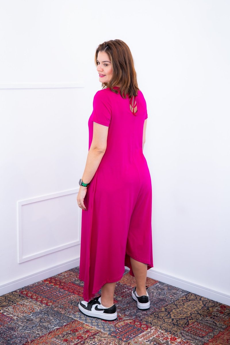 Macacão Origem - Gola Redonda com Barra Triangular em Viscolycra