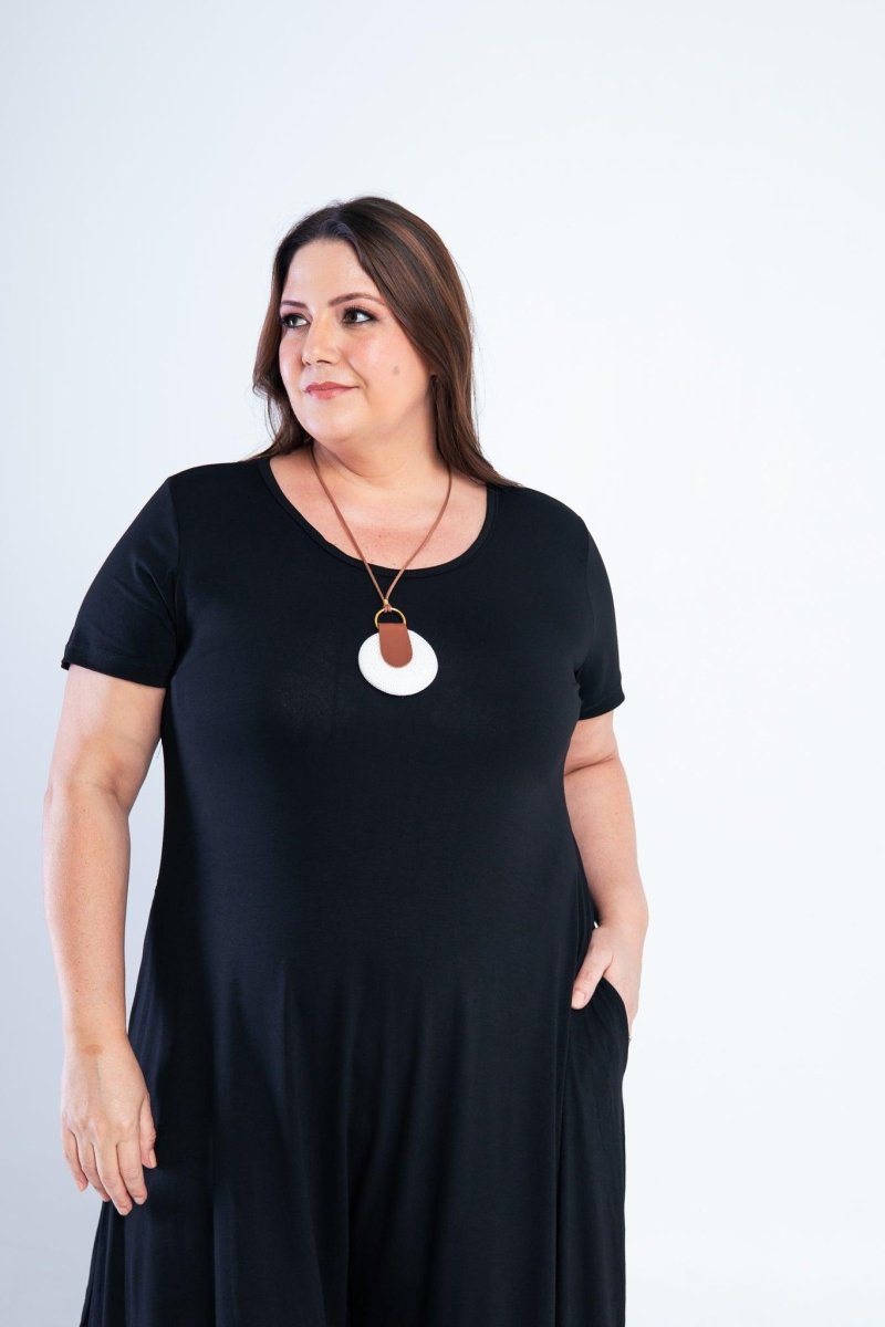 Macacão Origem - Gola Redonda com Barra Triangular em Viscolycra