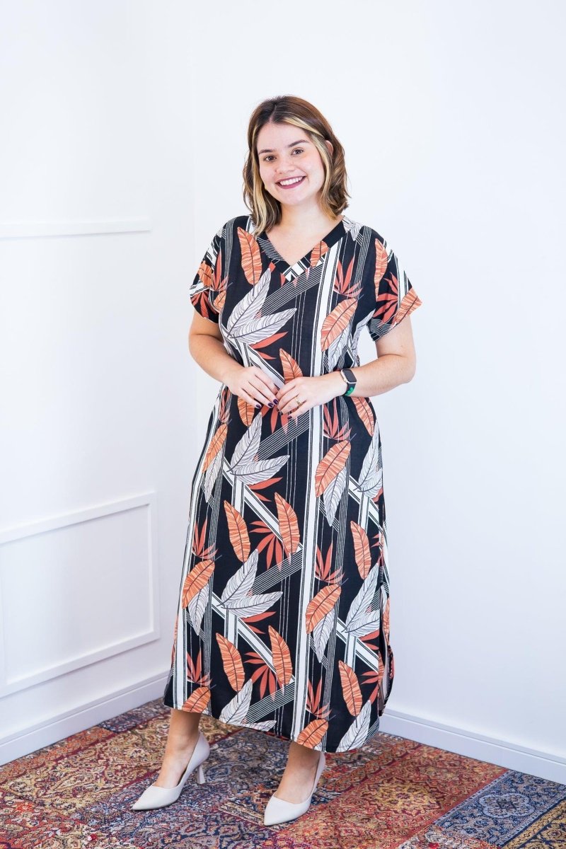 Vestido Antonella – Decote V com Fendas Laterais em Malha Confort