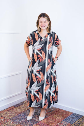 Vestido Antonella – Decote V com Fendas Laterais em Malha Confort