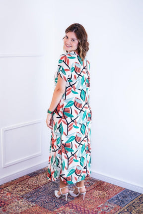 Vestido Antonella – Decote V com Fendas Laterais em Malha Confort