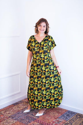 Vestido Antonella – Decote V com Fendas Laterais em Malha Confort