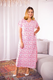 Vestido Antonella – Decote V com Fendas Laterais em Malha Confort