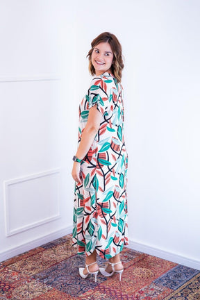 Vestido Antonella – Decote V com Fendas Laterais em Malha Confort