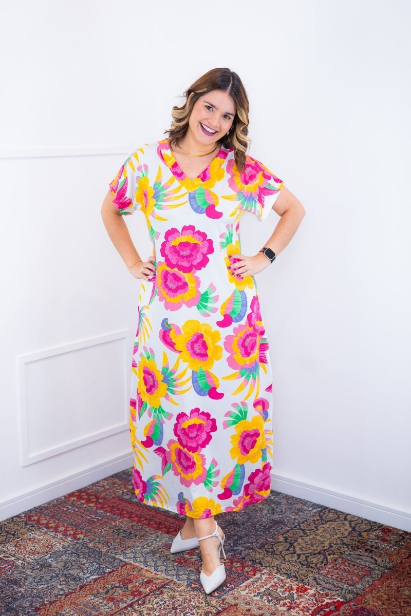 Vestido Antonella – Decote V com Fendas Laterais em Malha Confort Deluxe