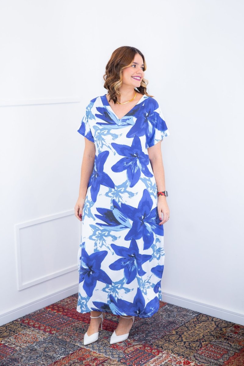 Vestido Antonella – Decote V com Fendas Laterais em Malha Confort Deluxe