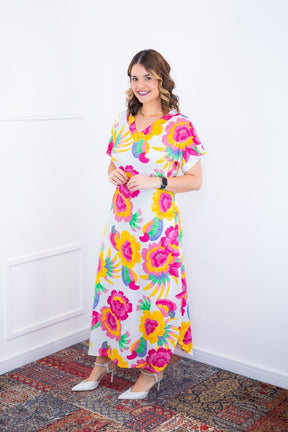 Vestido Antonella – Decote V com Fendas Laterais em Malha Confort Deluxe