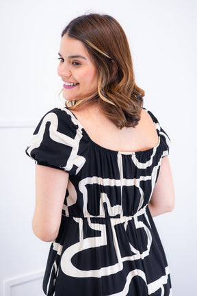 Vestido Longo Cecília – Manga Ciganinha em Viscolinho com Bolsos Laterais