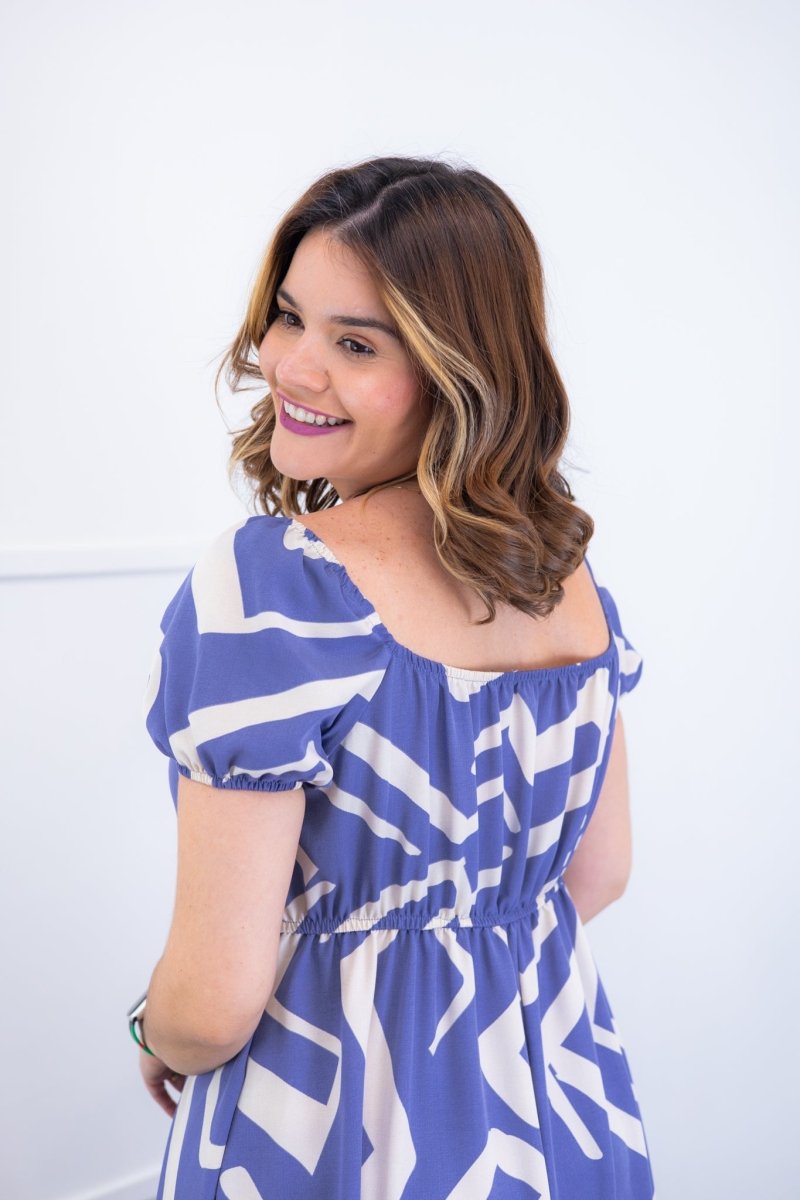 Vestido Longo Cecília – Manga Ciganinha em Viscolinho com Bolsos Laterais