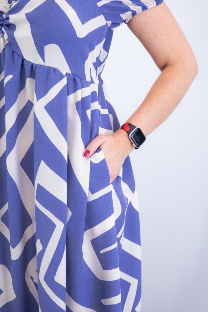 Vestido Longo Cecília – Manga Ciganinha em Viscolinho com Bolsos Laterais