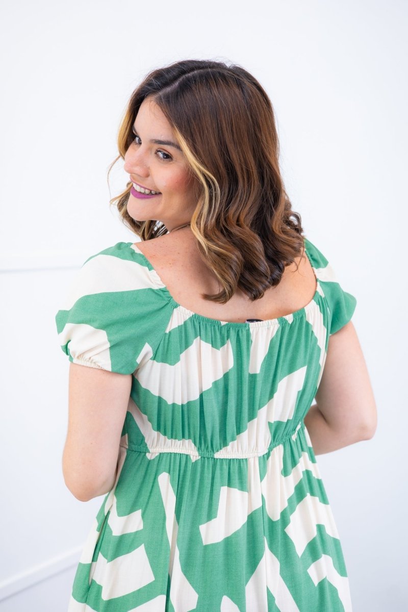 Vestido Longo Cecília – Manga Ciganinha em Viscolinho com Bolsos Laterais