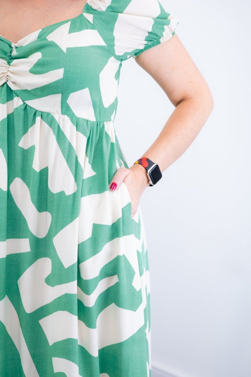 Vestido Longo Cecília – Manga Ciganinha em Viscolinho com Bolsos Laterais