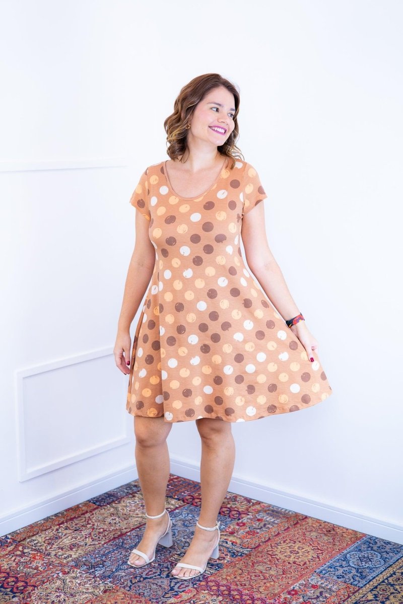 Vestido Melissa - Gola Redonda Acinturado em Viscolycra Aquarela