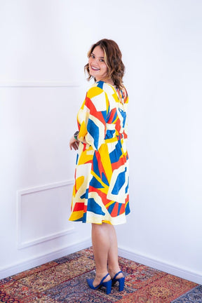 Vestido Sabrina - Decote V Manga Morcego em Viscolinho