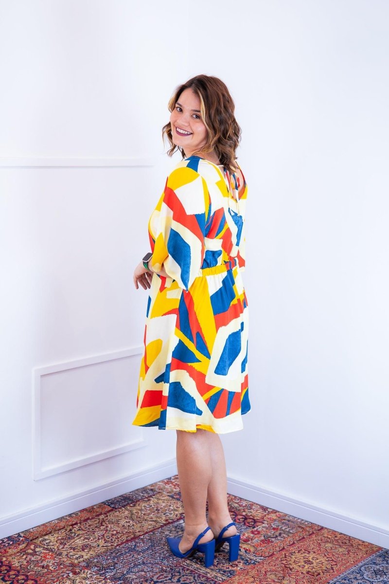 Vestido Sabrina - Decote V Manga Morcego em Viscolinho