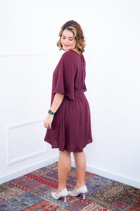 Vestido Sabrina - Decote V Manga Morcego em Viscolinho