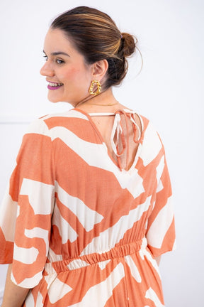 Vestido Sabrina - Decote V Manga Morcego em Viscolinho