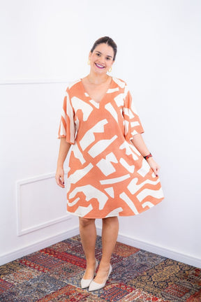 Vestido Sabrina - Decote V Manga Morcego em Viscolinho